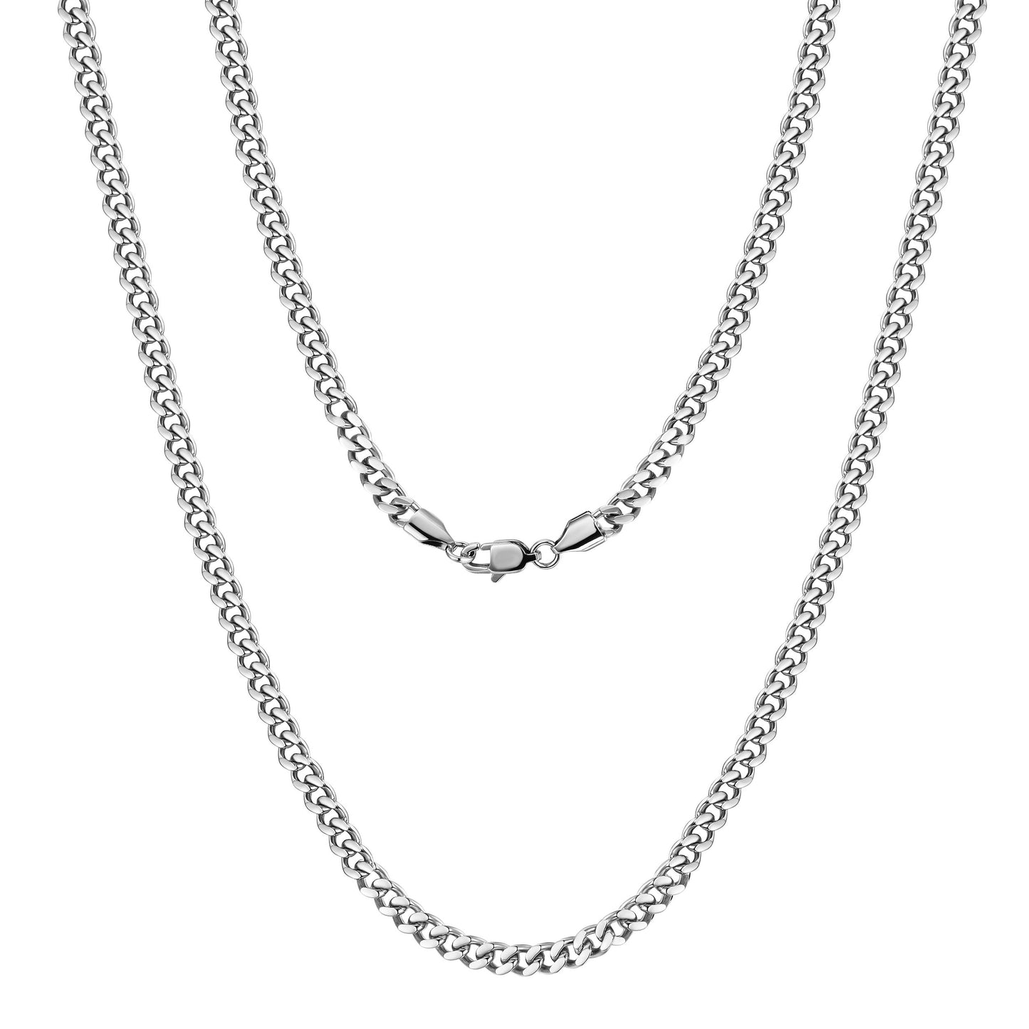 5mm Silver Hip Hop Cuban Chain Necklace
