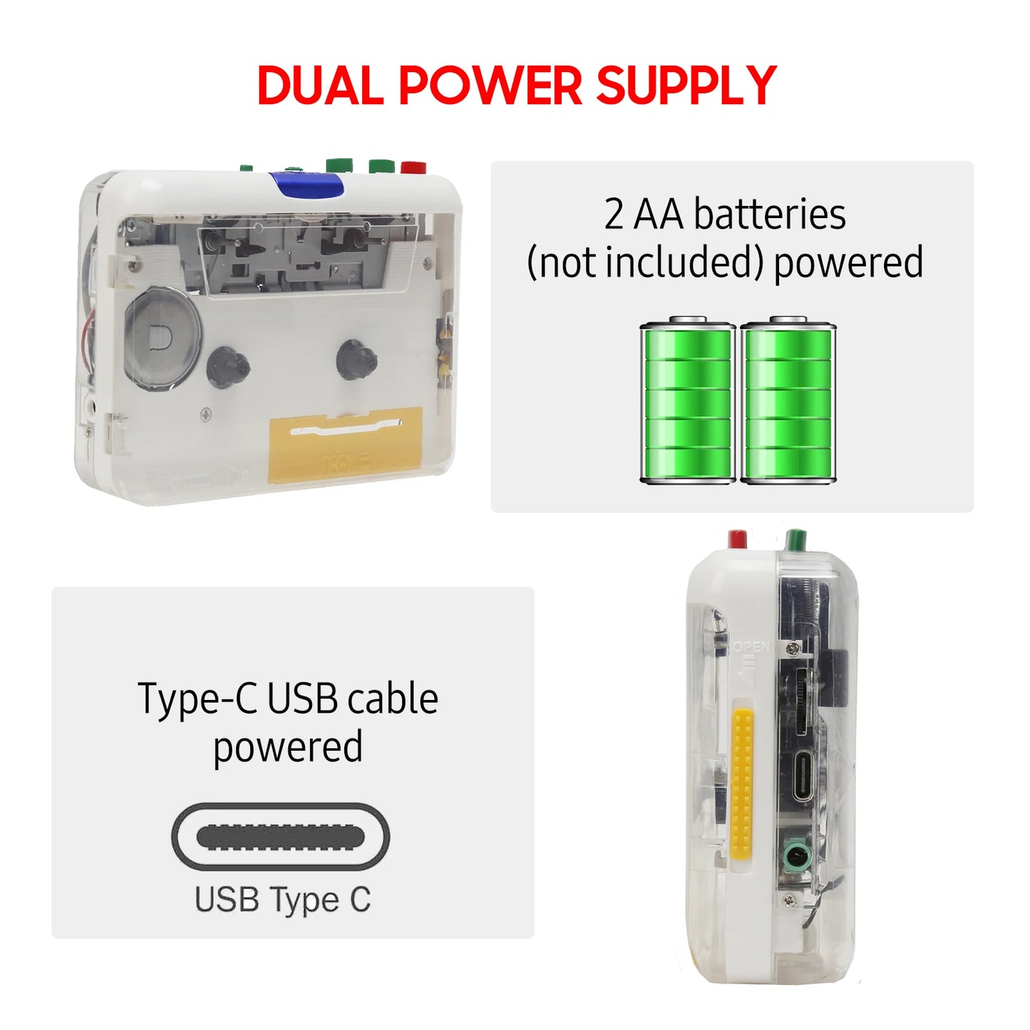 TON010S Portable Cassette to MP3 Player Mini USB Tape Player MP3
