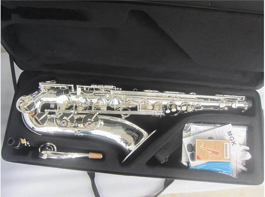 New Bb Tenor Saxophone Surface Silvering Plated Sax With Bakelite