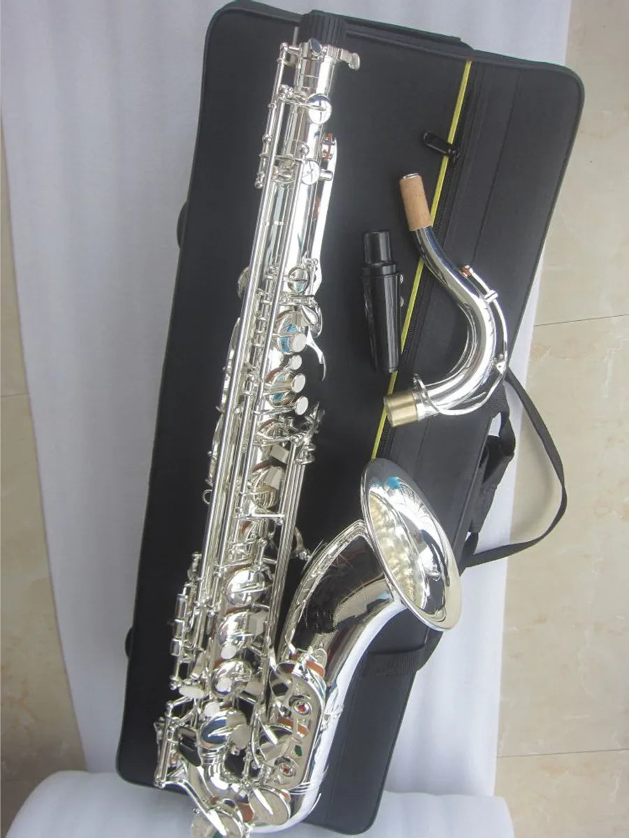 New Bb Tenor Saxophone Surface Silvering Plated Sax With Bakelite