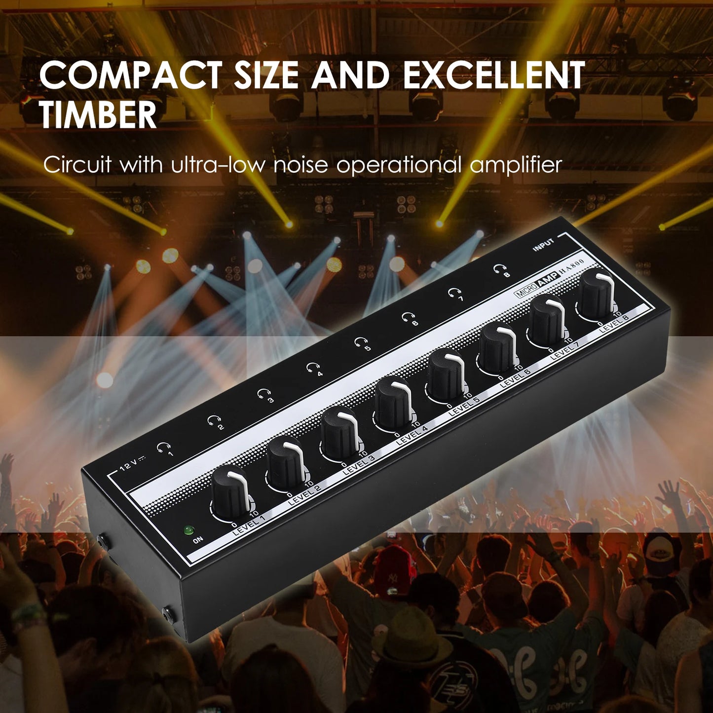 HA800 Headphone Amplifier Audio Amp. Ultra-compact 8 Channels Mini