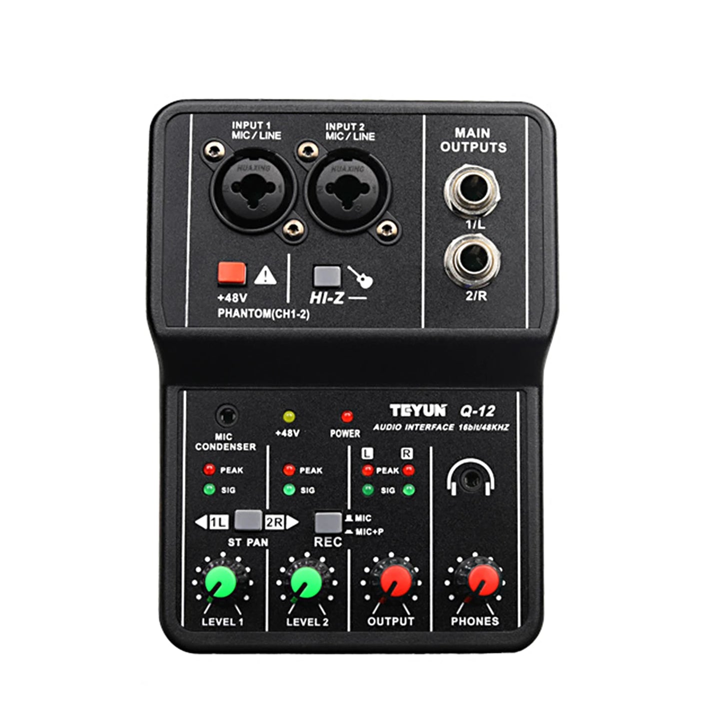 Audio Interface Professional Recording Sound Card 16bit/48kHz Mini USB