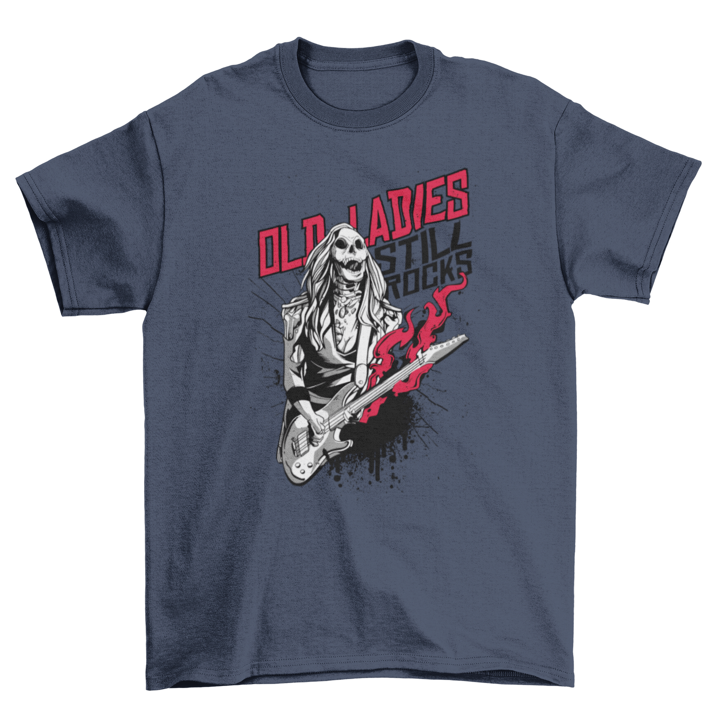 Old Lady Zombie Rocker T-shirt Design