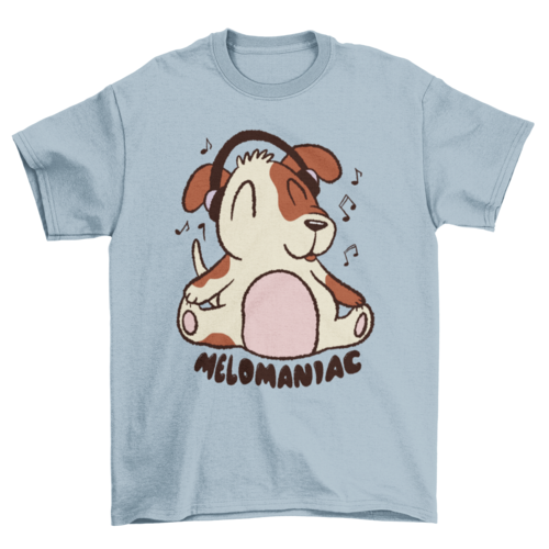 Dog with headphones cartoon t-shirt