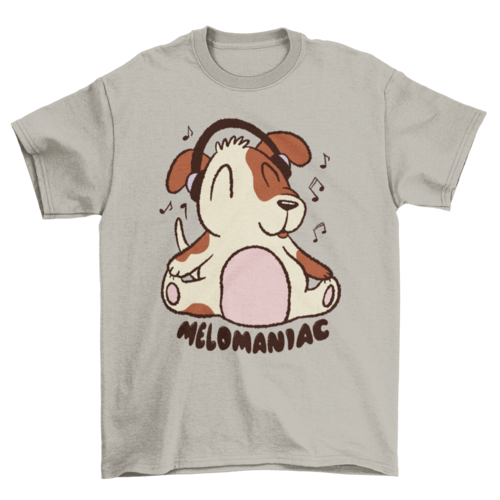 Dog with headphones cartoon t-shirt