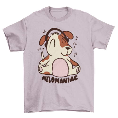 Dog with headphones cartoon t-shirt