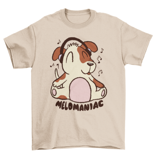 Dog with headphones cartoon t-shirt