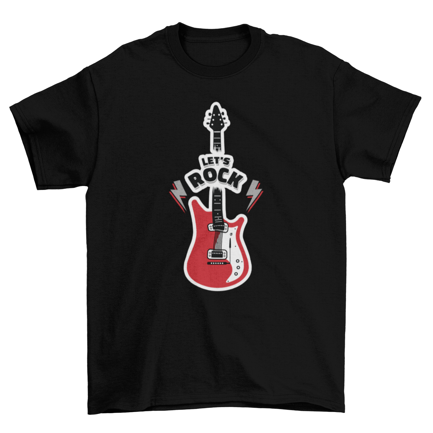 Guitar rock sticker t-shirt