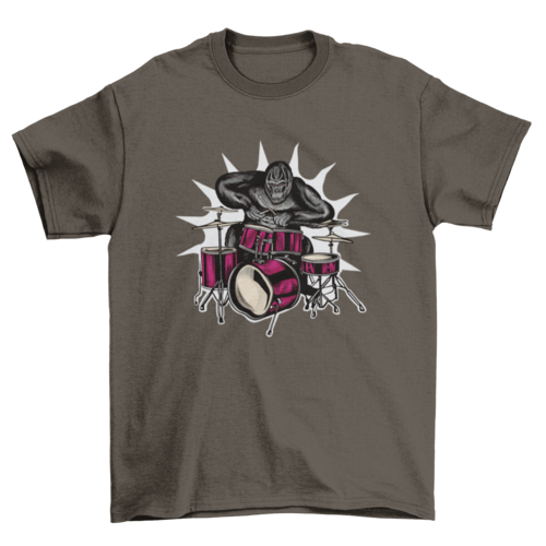 Gorilla playing drums music t-shirt design