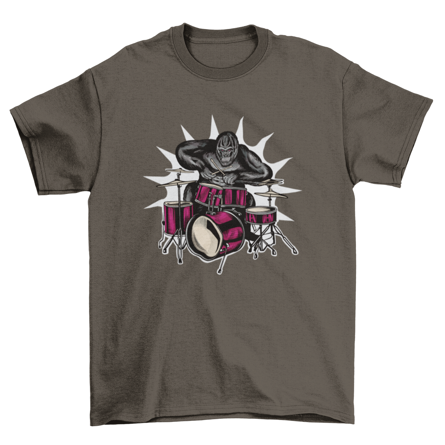 Gorilla playing drums music t-shirt design