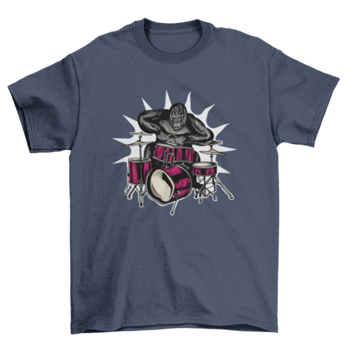 Gorilla playing drums music t-shirt design