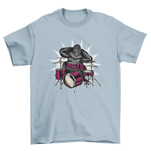 Gorilla playing drums music t-shirt design