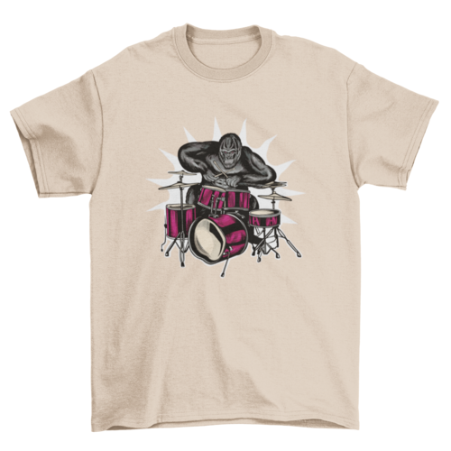 Gorilla playing drums music t-shirt design