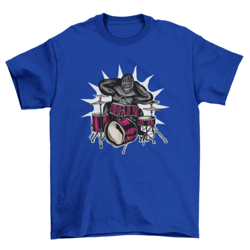 Gorilla playing drums music t-shirt design