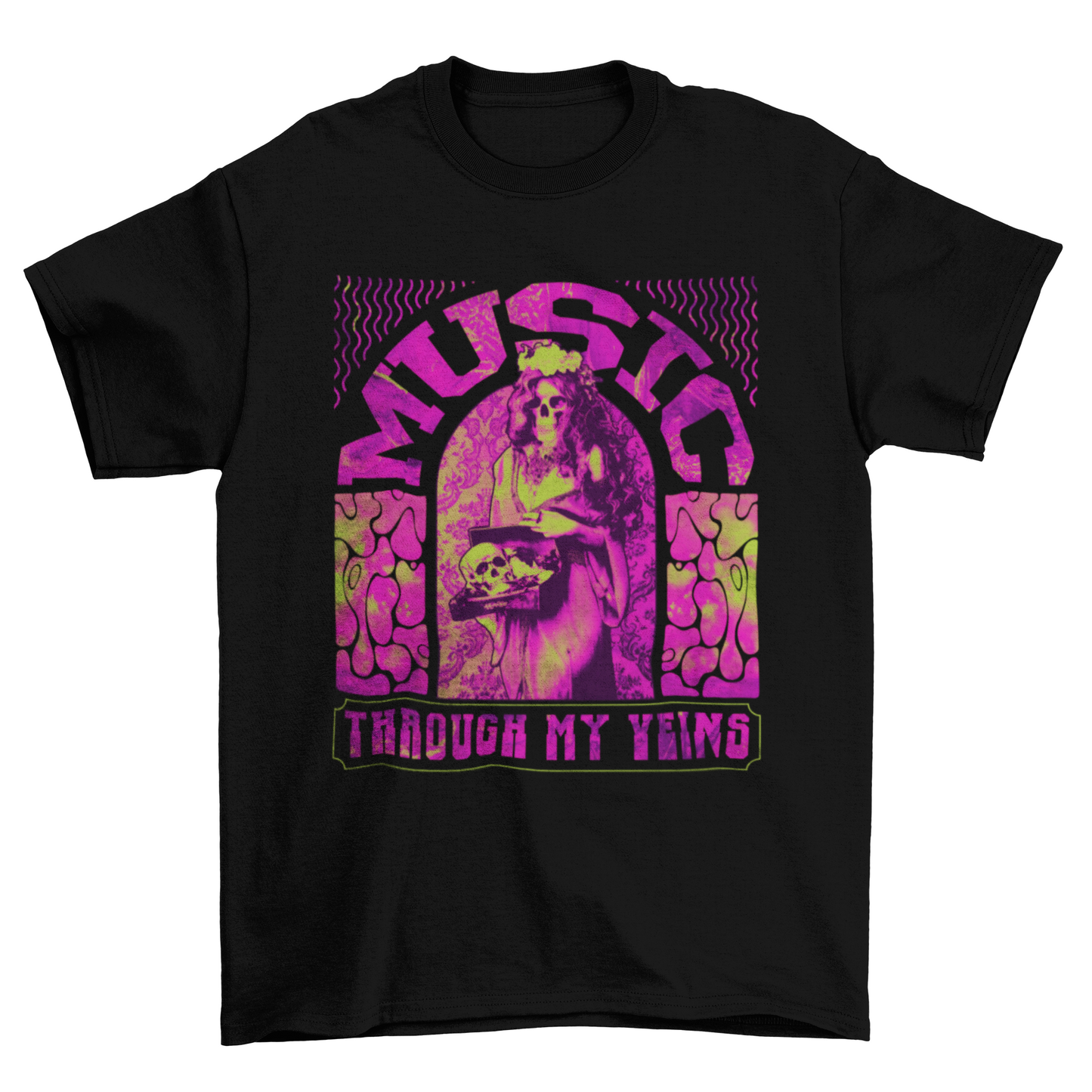 Hippie woodstock Girl skeleton Lady music psychedelic quote "Music