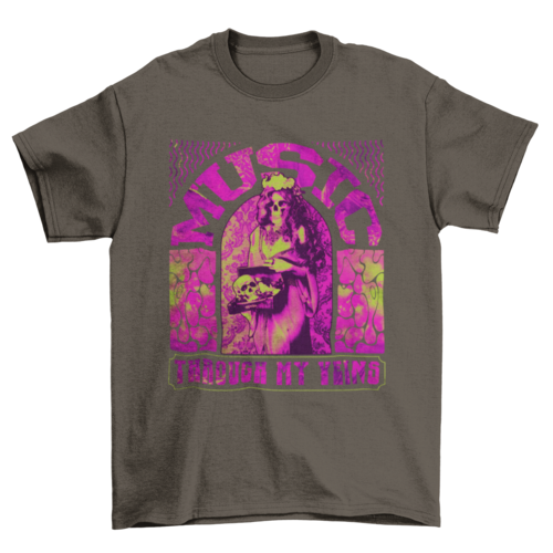 Hippie woodstock Girl skeleton Lady music psychedelic quote "Music