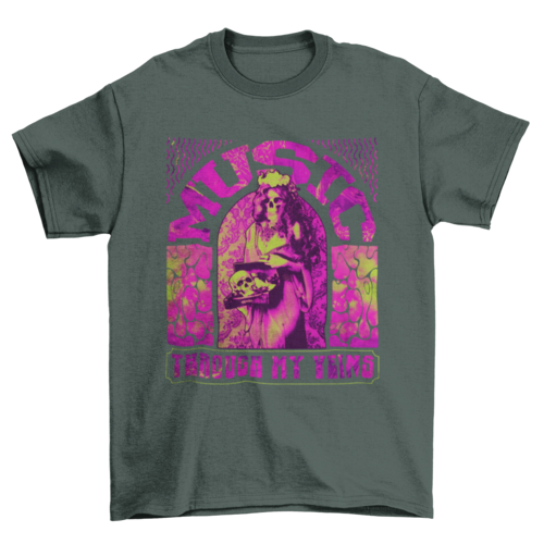 Hippie woodstock Girl skeleton Lady music psychedelic quote "Music