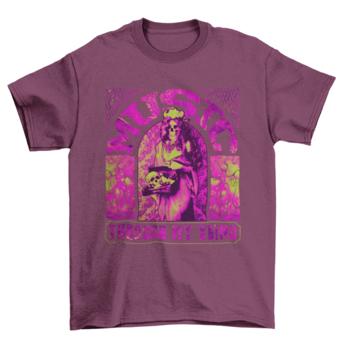Hippie woodstock Girl skeleton Lady music psychedelic quote "Music