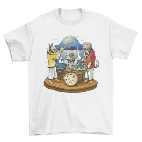 Graphic Tee Dog Animals Trumpet Drums Band Musicians Music t-shirt