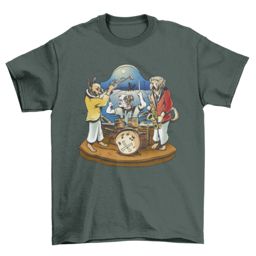 Graphic Tee Dog Animals Trumpet Drums Band Musicians Music t-shirt