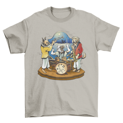 Graphic Tee Dog Animals Trumpet Drums Band Musicians Music t-shirt