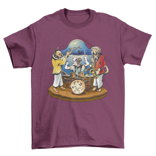Graphic Tee Dog Animals Trumpet Drums Band Musicians Music t-shirt