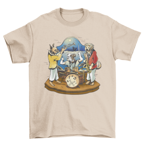 Graphic Tee Dog Animals Trumpet Drums Band Musicians Music t-shirt
