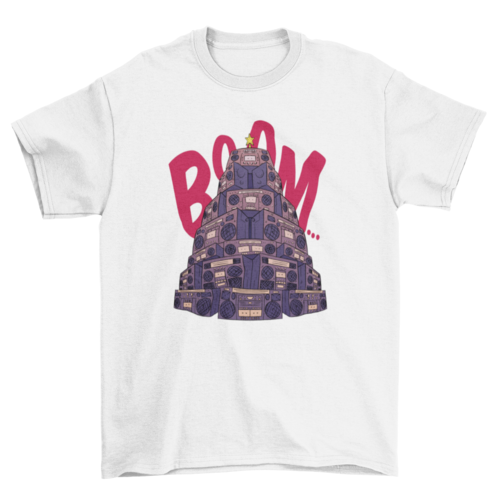Boom music box Christmas tree holiday t-shirt