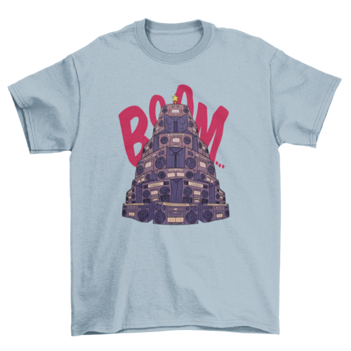 Boom music box Christmas tree holiday t-shirt