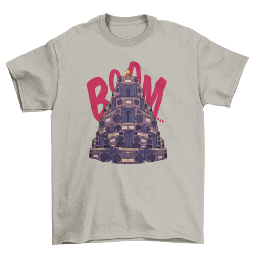 Boom music box Christmas tree holiday t-shirt