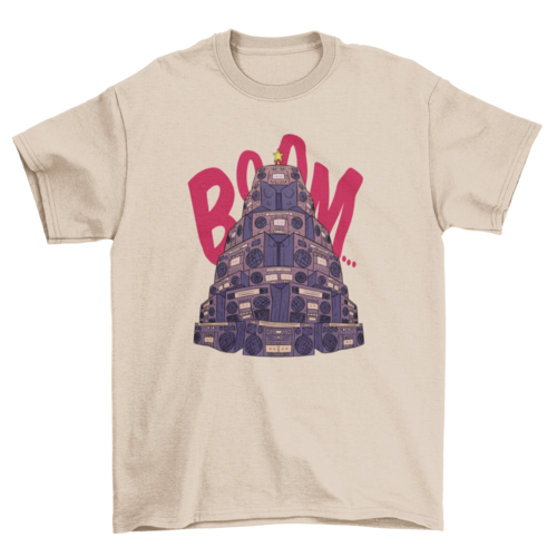 Boom music box Christmas tree holiday t-shirt