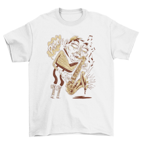 Saxophone player cartoon musician t-shirt