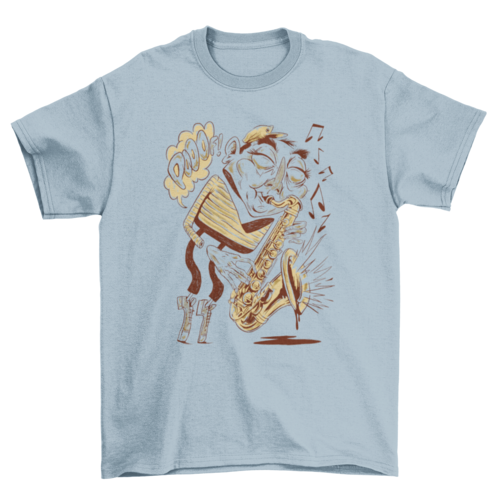 Saxophone player cartoon musician t-shirt
