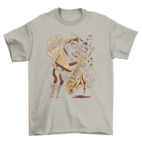 Saxophone player cartoon musician t-shirt