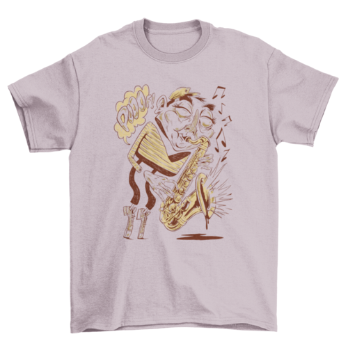 Saxophone player cartoon musician t-shirt