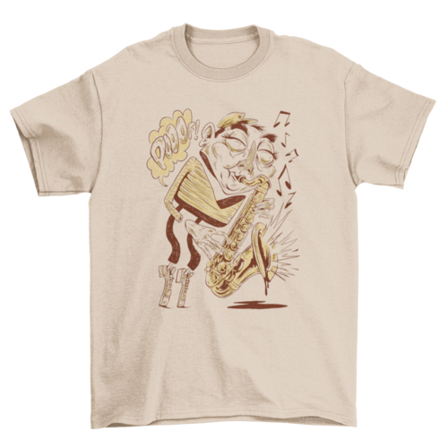 Saxophone player cartoon musician t-shirt