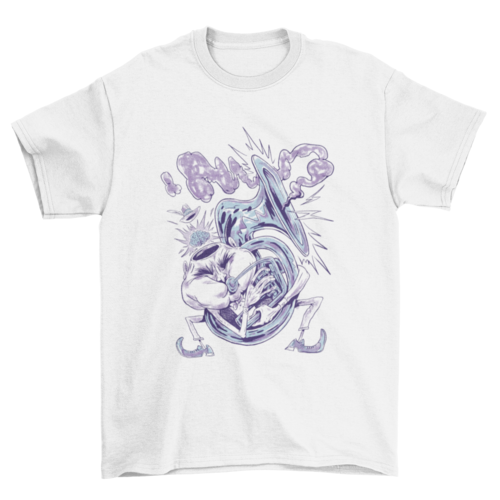 Tuba player cartoon musician t-shirt design