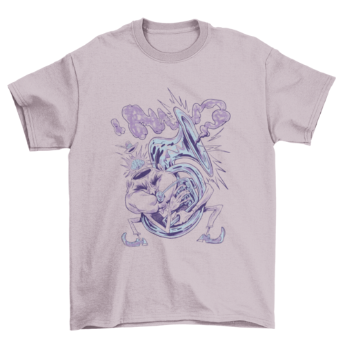 Tuba player cartoon musician t-shirt design