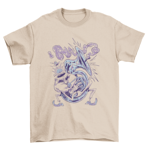 Tuba player cartoon musician t-shirt design