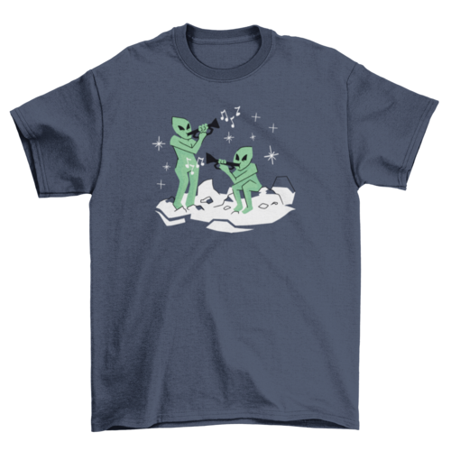 Aliens playing trumpets t-shirt