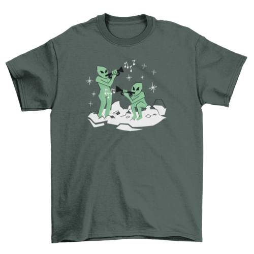Aliens playing trumpets t-shirt