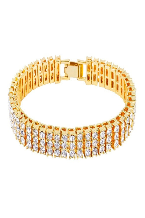 HIP HOP 14MM 3-ROW TENNIS LINK BRACELET