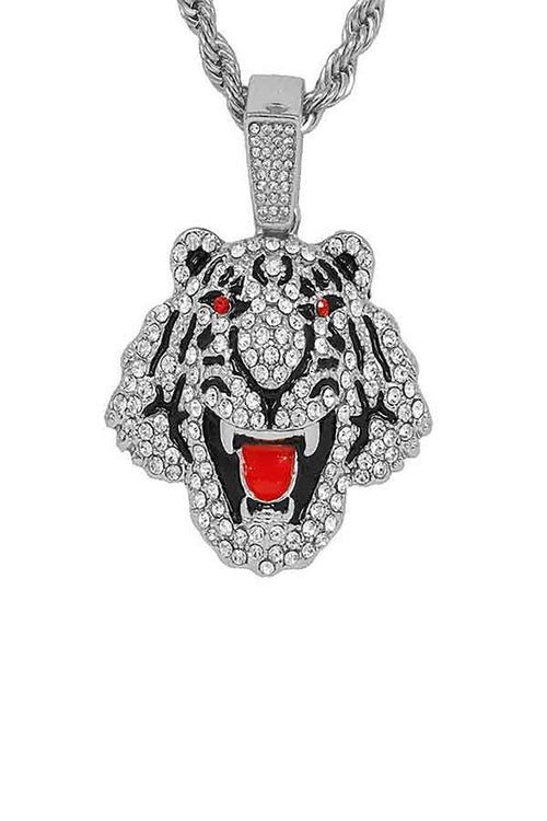 HIP HOP ICED OUT TIGER PENDANT  CHAIN