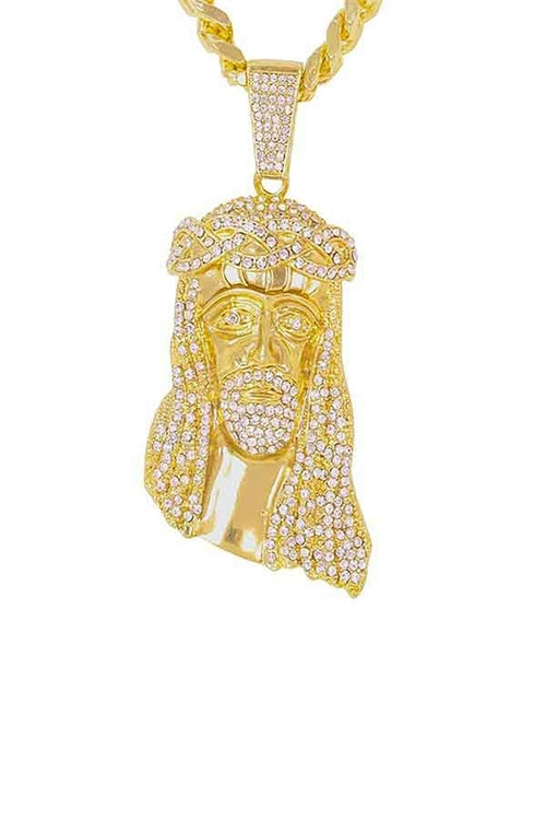 HIP HOP ICED OUT JESUS PENDANT with CUBAN CHAIN