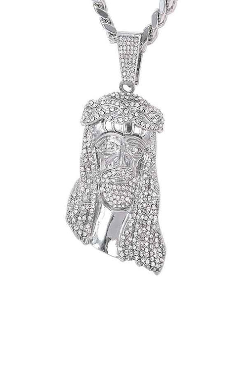 HIP HOP ICED OUT JESUS PENDANT with CUBAN CHAIN