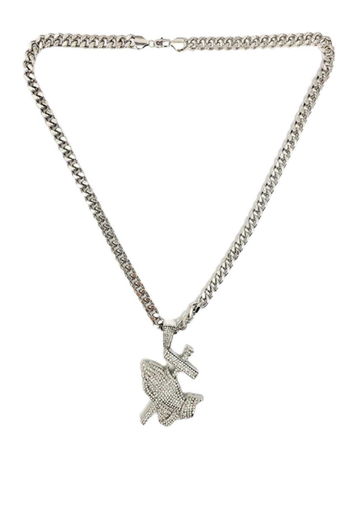 HIP HOP ICED OUT PRAYING HANDS PENDANT CUBAN CHAIN