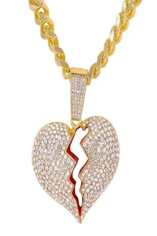 HIP HOP ICED OUT LOVE PENDANT CUBAN CHAIN