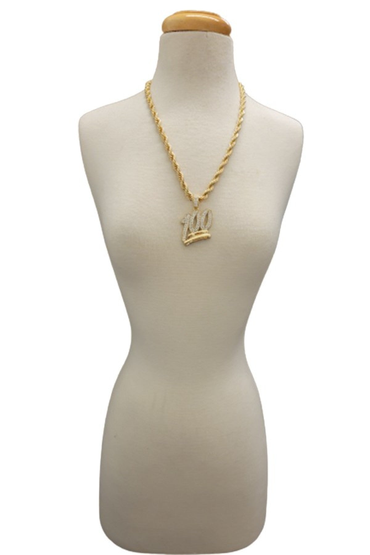HIP HOP ICED OUT 100 PENDANT ROPE CHAIN