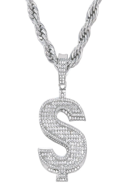 HIP HOP ICED OUT DOLLAR PENDANT ROPE CHAIN