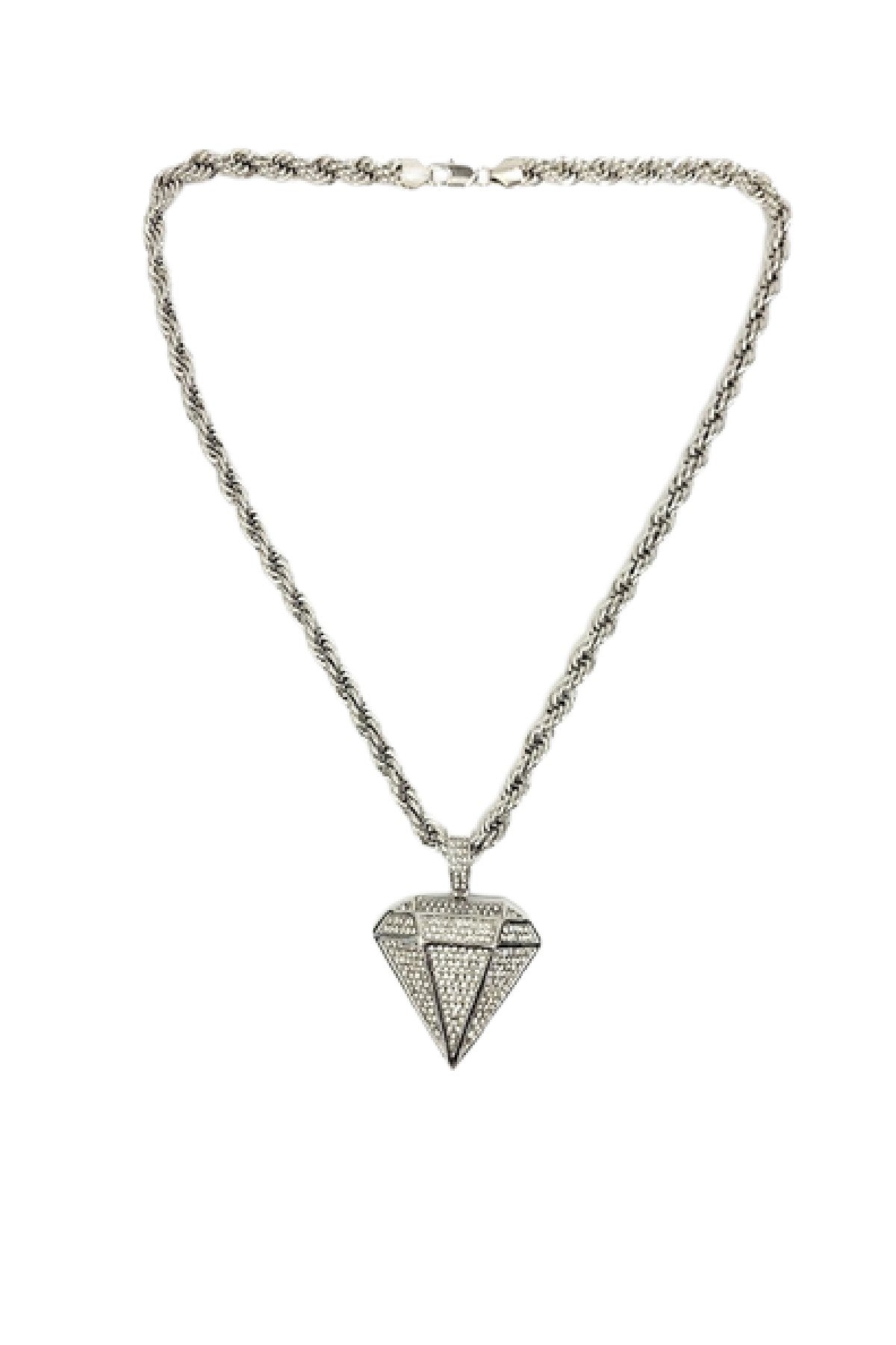 HIP HOP ICED OUT DIAMOND PENDANT ROPE CHAIN